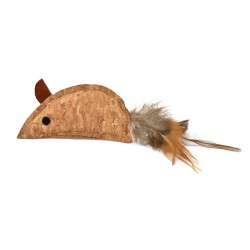 SOURIS EN LIÈGE AVEC PLUME