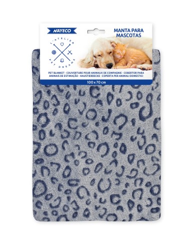 COPERTA CON STAMPA ANIMALIER BLU