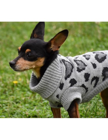 GREY LEOPARD KNIT SWEATER