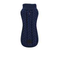 PULL EN MAILLE TORSADÉE BLEU MARINE