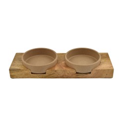 SET DI MANGIATOIE IN BAMBÙ CON SUPPORTO IN LEGNO DI MANGO